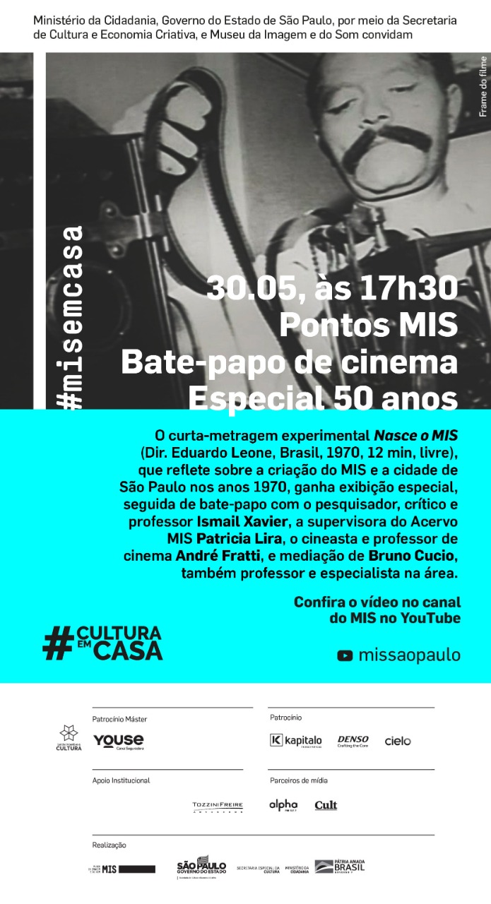 Bate-papo de cinema Pontos MIS deste sábado celebra os 50 anos do MIS