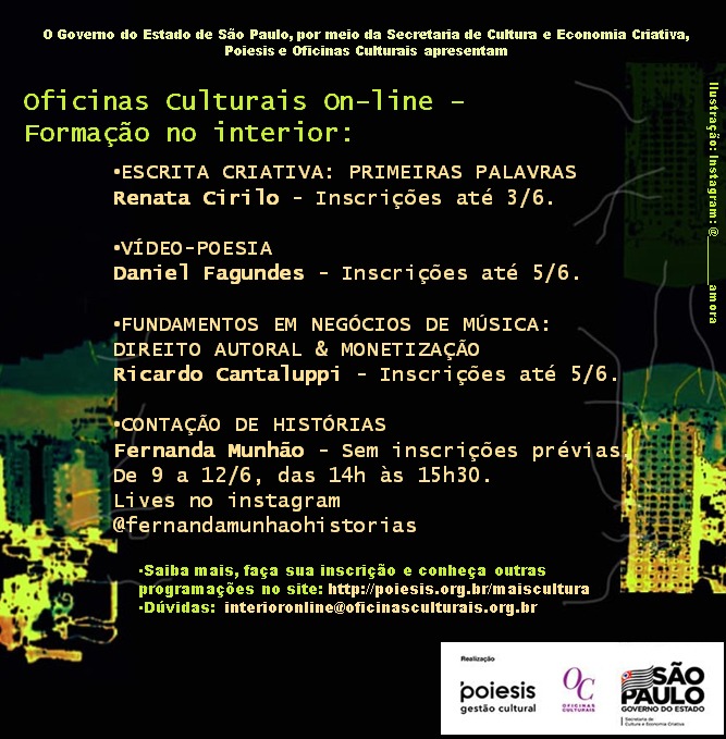 Prefeitura divulga atividades virtuais das Oficinas Culturais Online – Formação no interior
