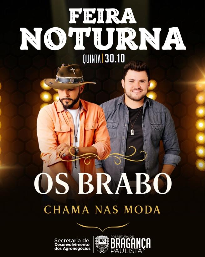 Feira Noturna do Posto de Monta acontece nesta quinta-feira (30/10) com apresentação de Os Brabo