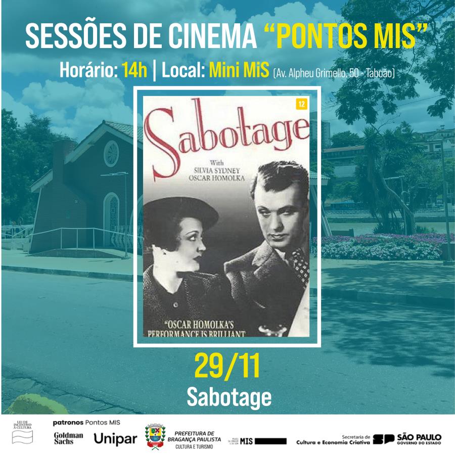 Filme “Sabotage” encerra programação de novembro das sessões de cinema Pontos MIS
