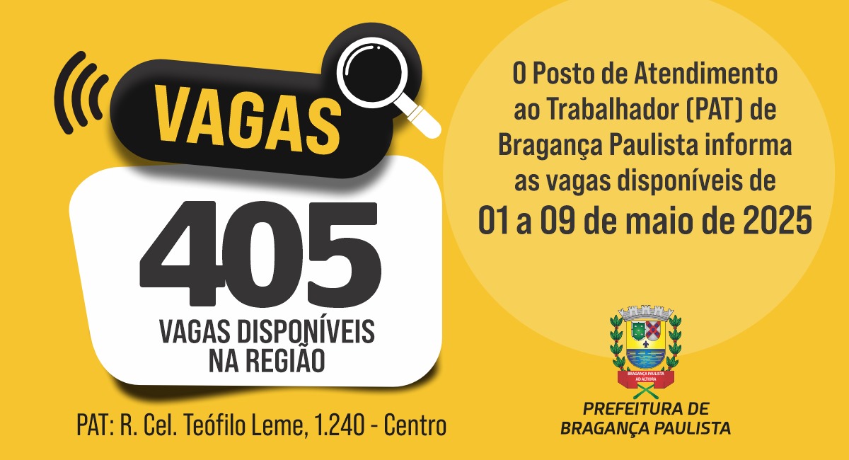 Posto de Atendimento ao Trabalhador tem 405 vagas disponíveis nesta semana