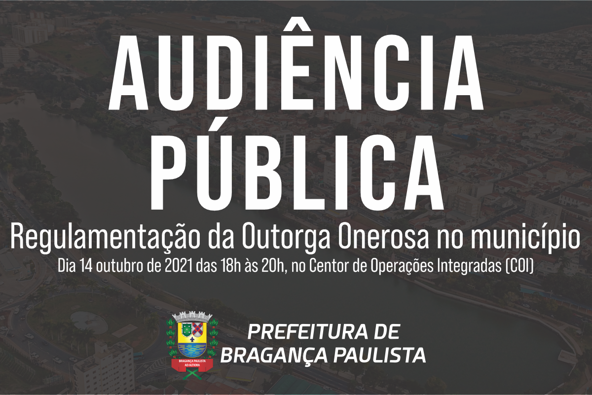 Prefeitura realiza audiência pública sobre Outorga Onerosa nesta quinta-feira