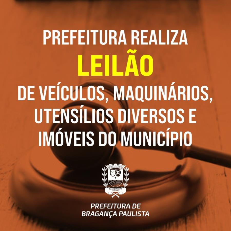 Leilão de terrenos, veículos, maquinários e utensílios diversos do município acontece na próxima semana