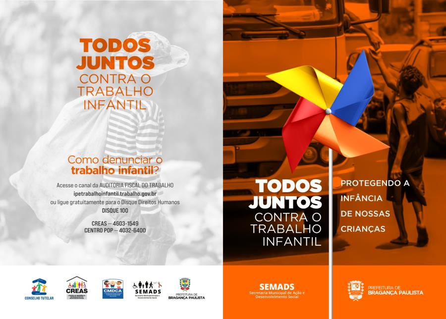 Prefeitura de Bragança Paulista alerta para importância de denunciar o trabalho infantil