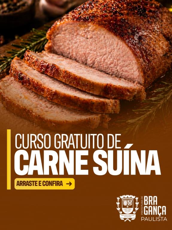 Inscrições abertas para curso gratuito de carne suína em Bragança Paulista