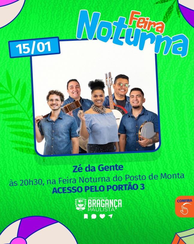 Festival de Verão 2026: nesta quinta-feira (15), o Grupo Zé da Gente leva o melhor do samba para a Feira Noturna