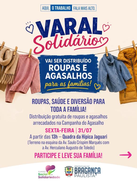 Varal Solidário leva roupas, serviços de saúde e atividades recreativas ao bairro Hípica Jaguari