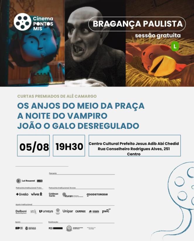 Pontos MIS promove sessões gratuitas de cinema durante o mês de agosto em Bragança Paulista
