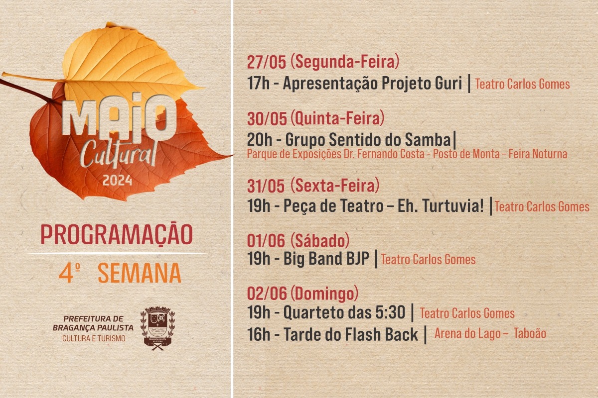 Última semana do Maio Cultural 2024 traz programação diversificada