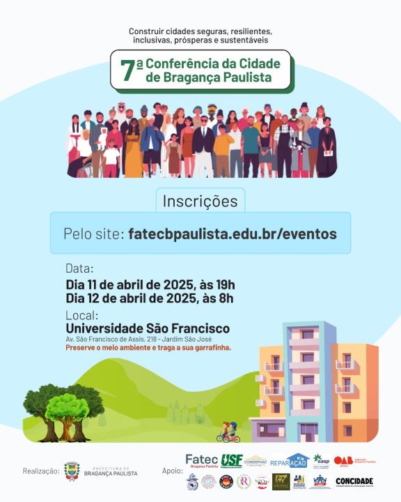 7ª Conferência da Cidade acontece nos próximos dias 11 e 12 de abril