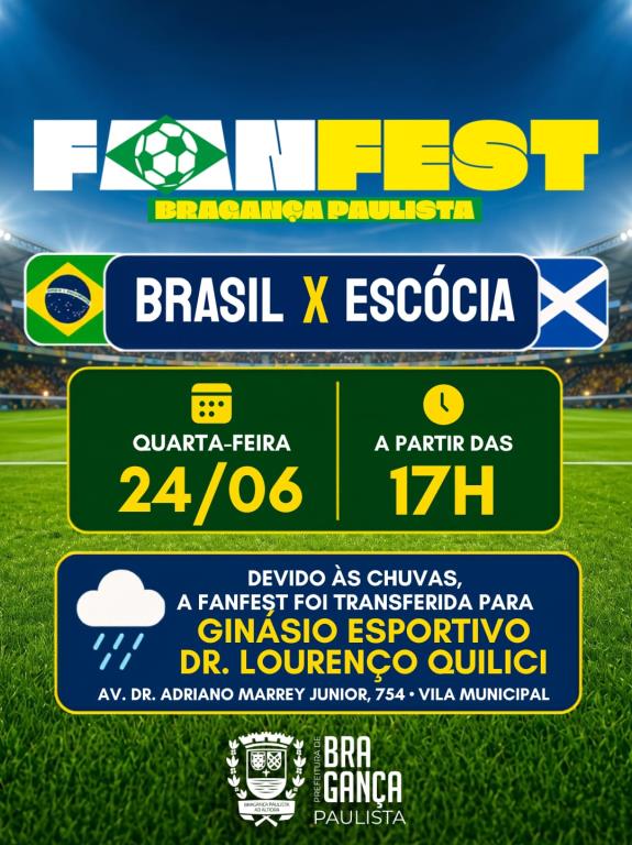 Fan Fest Bragança 2026 é transferida para o Ginásio Lourenção devido às chuvas