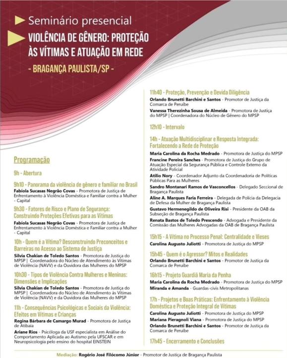Seminário em Bragança Paulista aborda Violência de Gênero: proteção às vítimas e atuação em rede