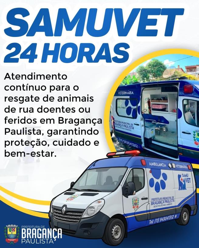 SAMUVET garante atendimento 24 horas para resgate de animais doentes ou feridos em Bragança Paulista