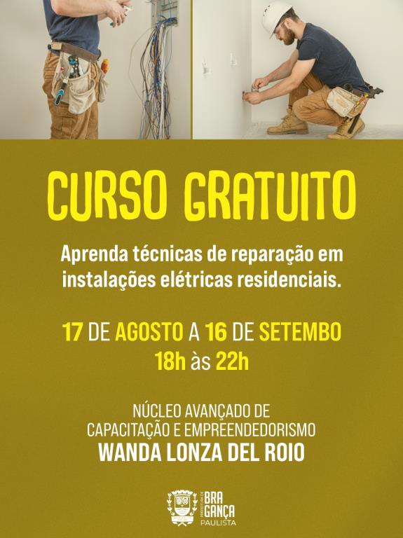 Inscrições abertas para curso gratuito de reparação em instalações elétricas residenciais