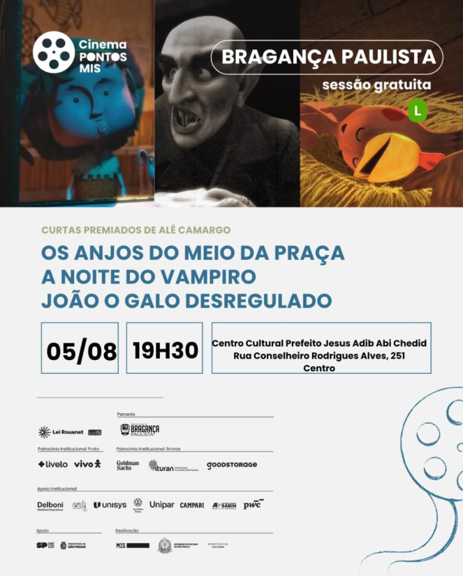 Pontos MIS promove sessões gratuitas de cinema durante o mês de agosto em Bragança Paulista