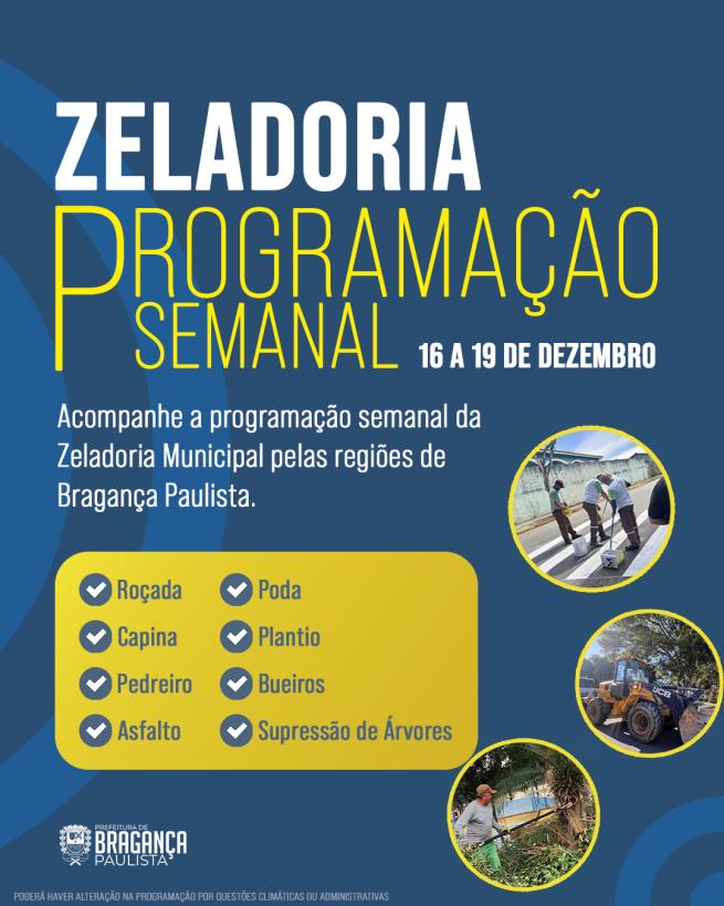 Confira a programação de serviços e zeladoria da semana
