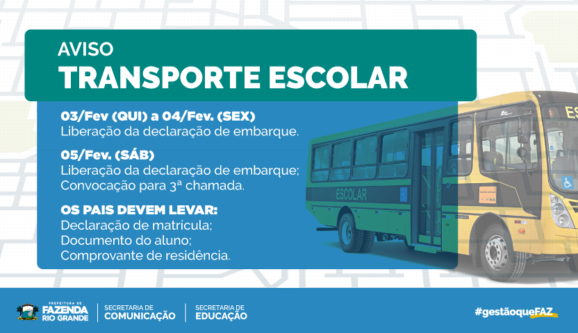 Declarações de embarque do Transporte Escolar