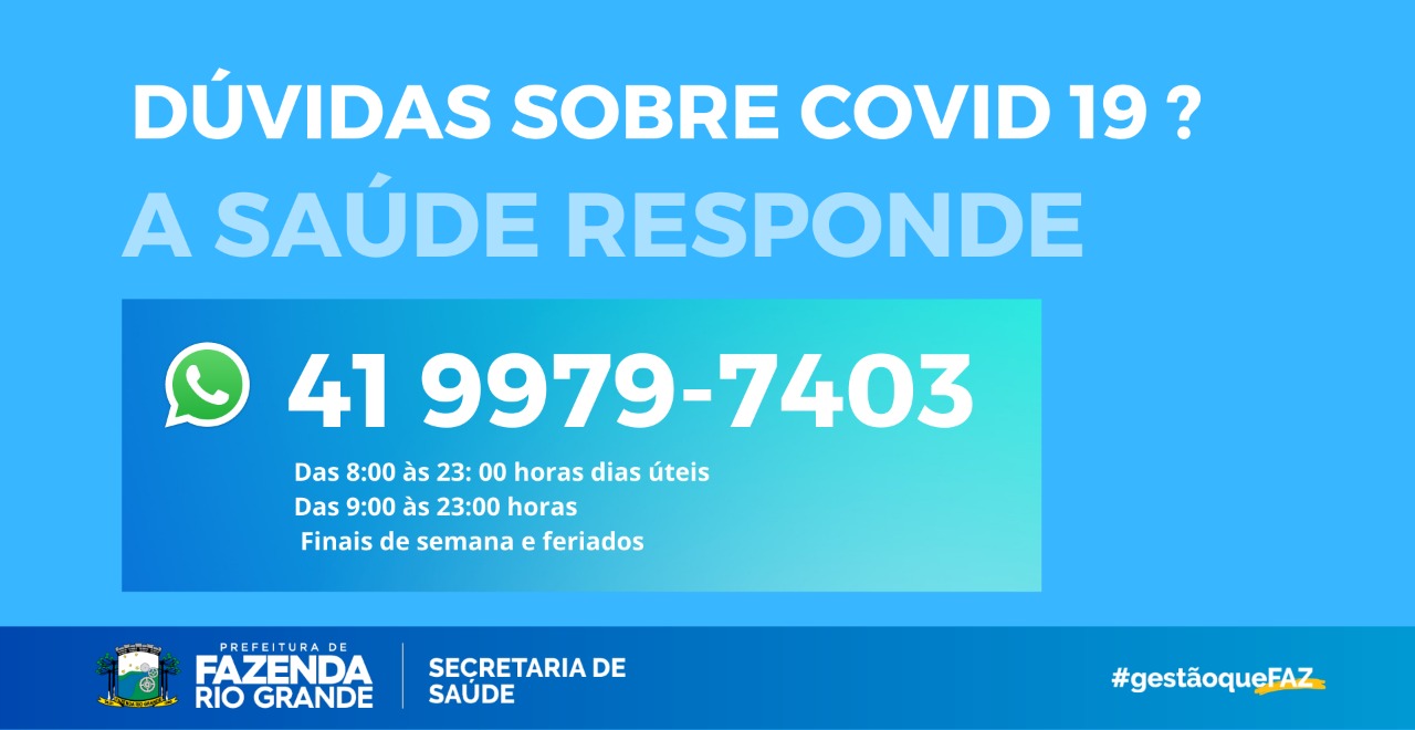 A Secretaria Municipal de Saúde disponibiliza canal de WhatsApp para dúvidas sobre Covid-19