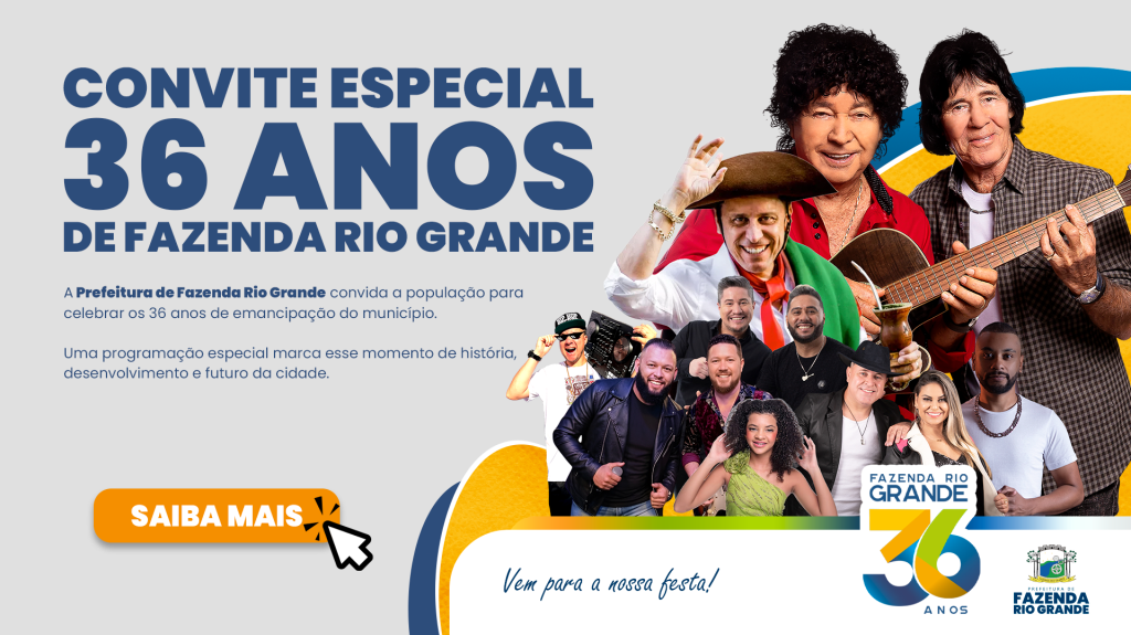 Prefeitura de Fazenda Rio Grande divulga lista de shows para festa de 36 anos do município