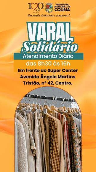 Varal Solidário já está atendendo a população em Colina