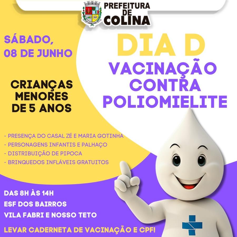 Prefeitura realiza Dia D de Vacinação contra a Polio neste sábado, 08 de junho