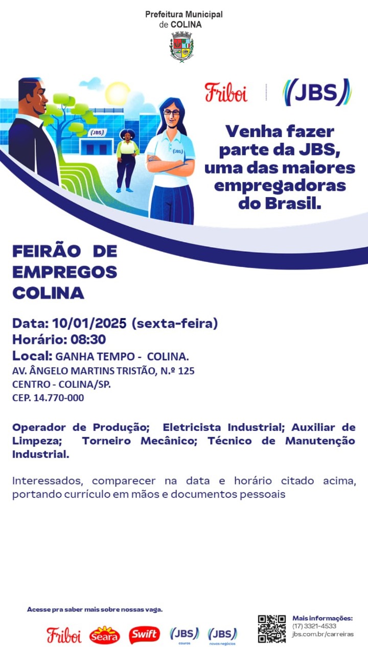 FEIRÃO DE EMPREGO DA PREFEITURA DE COLINA É NESTA SEXTA-FEIRA.