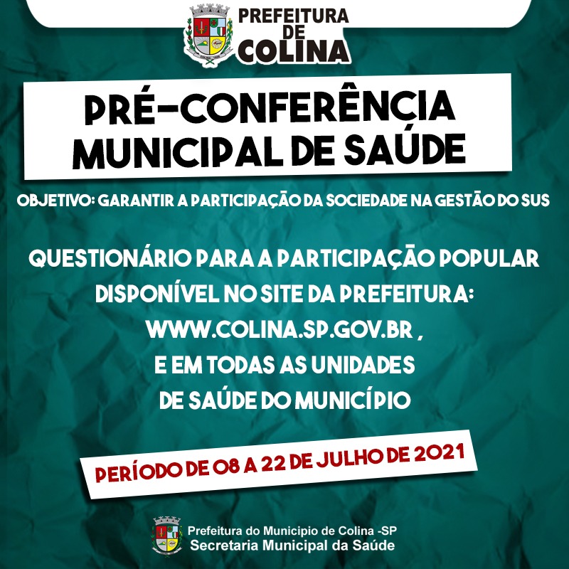 Pré-Conferência Municipal de Saúde será iniciada nesta quinta-feira, 08 de julho