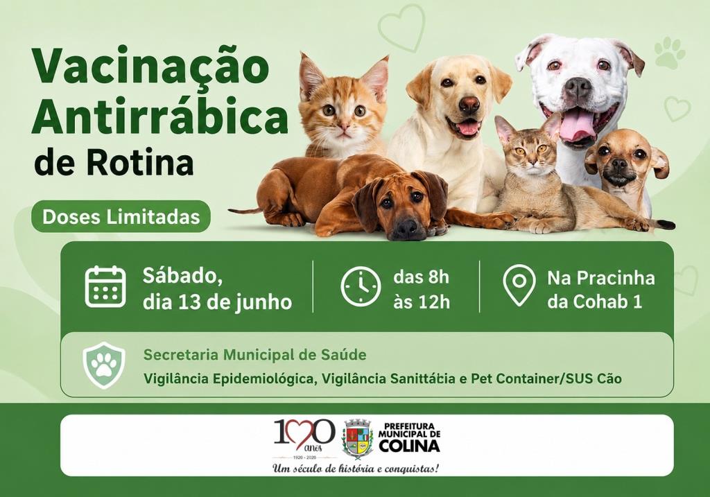 Vacinação antirrábica de rotina acontece neste sábado na Cohab 1