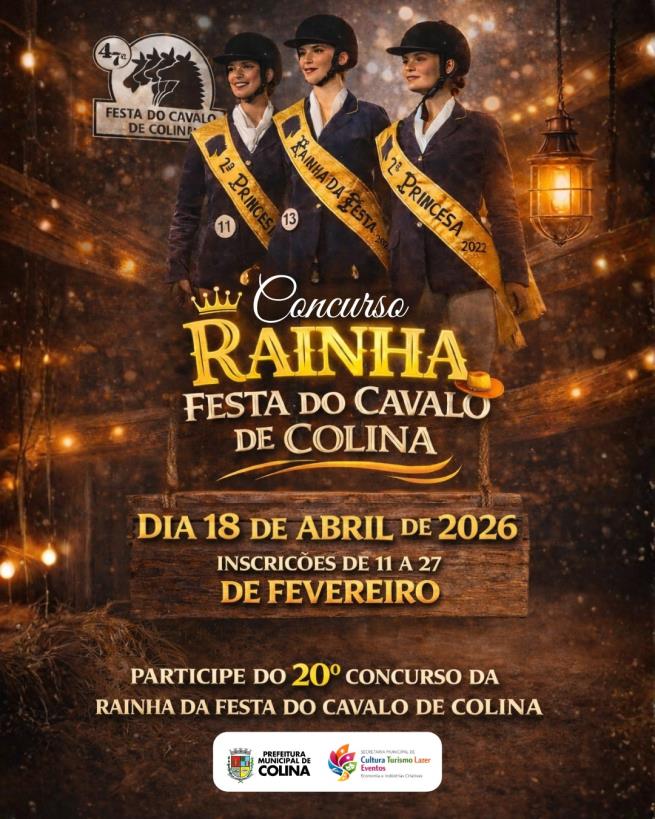 Inscrições abertas para o 20º Concurso da Rainha da 47ª Festa do Cavalo de Colina