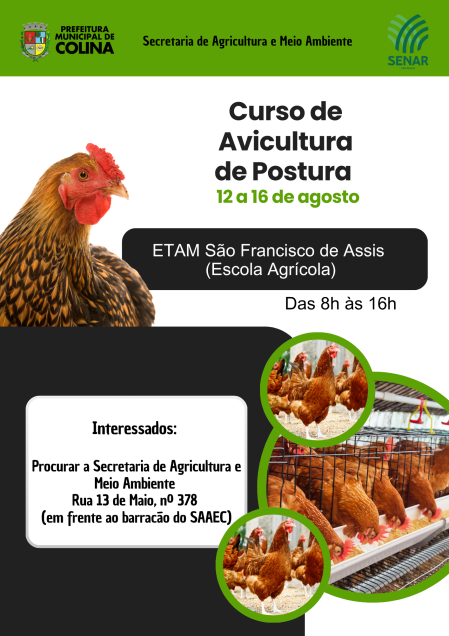 Colina abre inscrições para cursos gratuitos na área agrícola