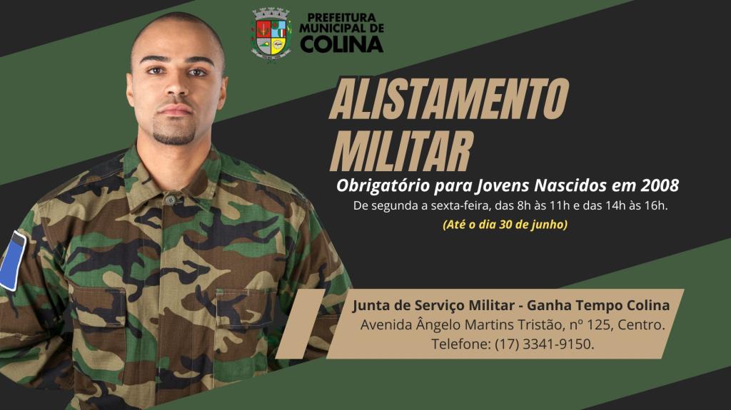 Alistamento Militar 2026 segue até 30 de junho em Colina