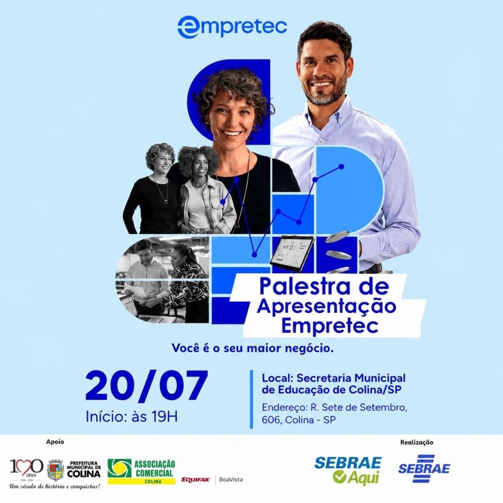 Empretec será apresentado em palestra gratuita para empreendedores de Colina