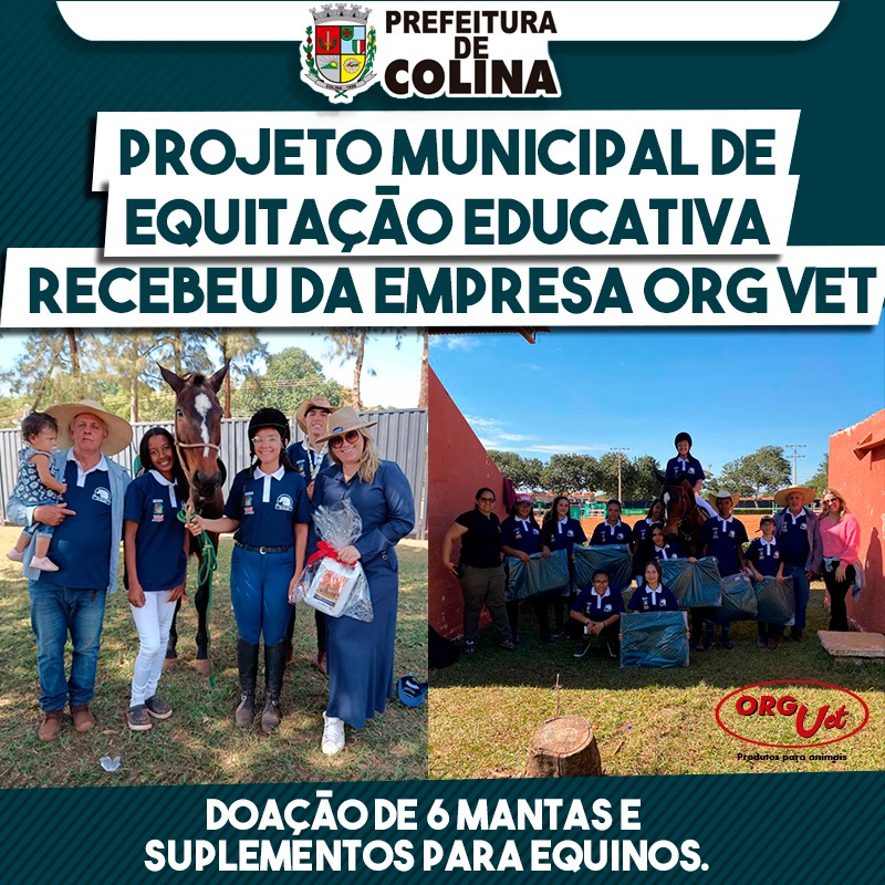 Projeto Municipal de Equitação Educativa de Colina recebe doação