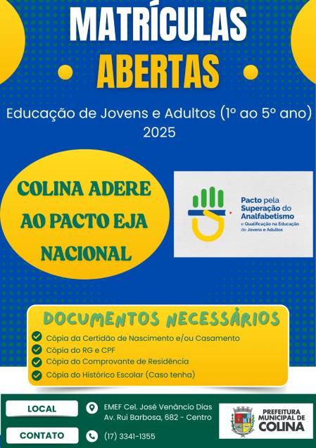 Colina Investe na Educação de Jovens e Adultos