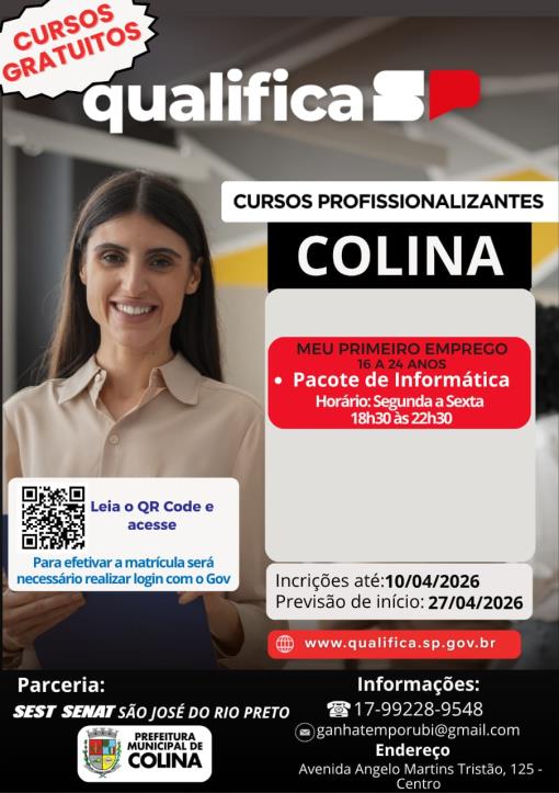 Colina conquista cursos gratuitos de qualificação profissional e amplia oportunidades à população