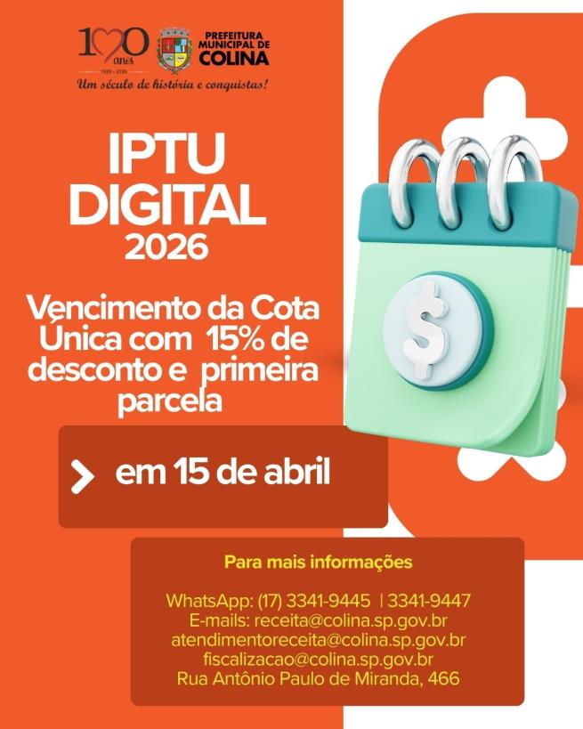 IPTU Digital: prazo da primeira parcela vence em 15 de abril