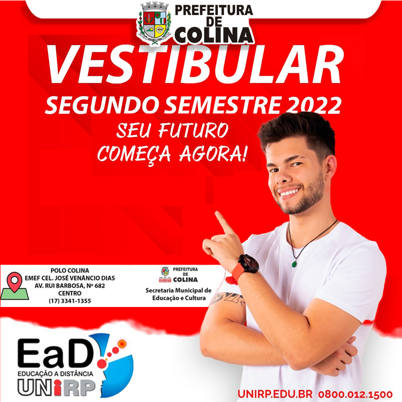 Polo Colina de Educação a Distância UNIRP abre inscrições para Vestibular – 2.º semestre 2022