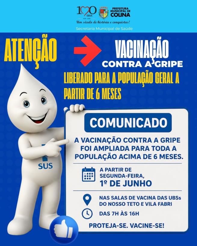 Colina amplia vacinação contra a gripe para toda a população acima de 6 meses
