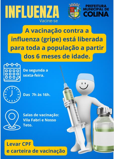 Vacinação contra a Influenza está liberada para toda a população colinense