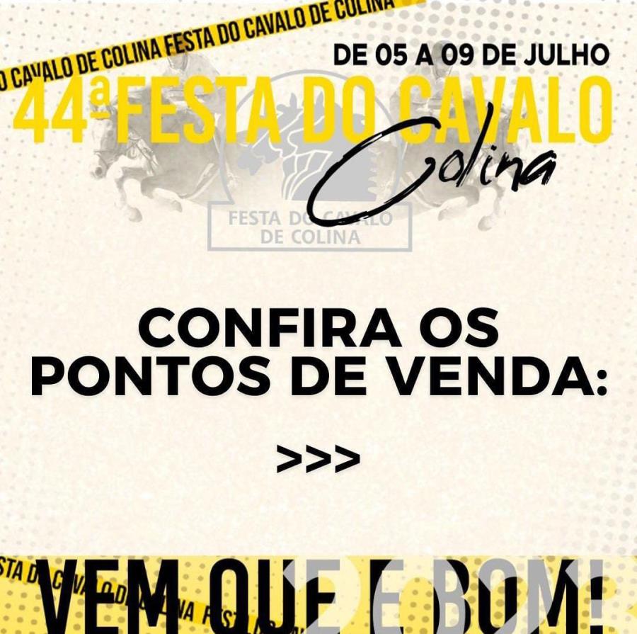 44ª. Festa do Cavalo de Colina: adquira já o seu ingresso