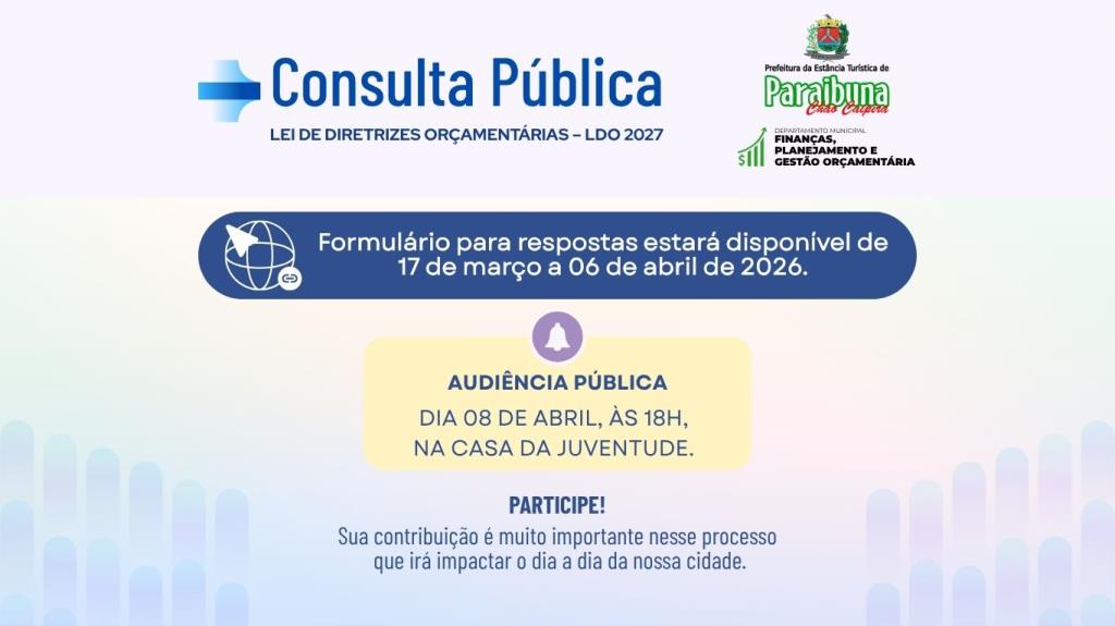 Prefeitura disponibiliza consulta pública online para elaboração da LDO 2027