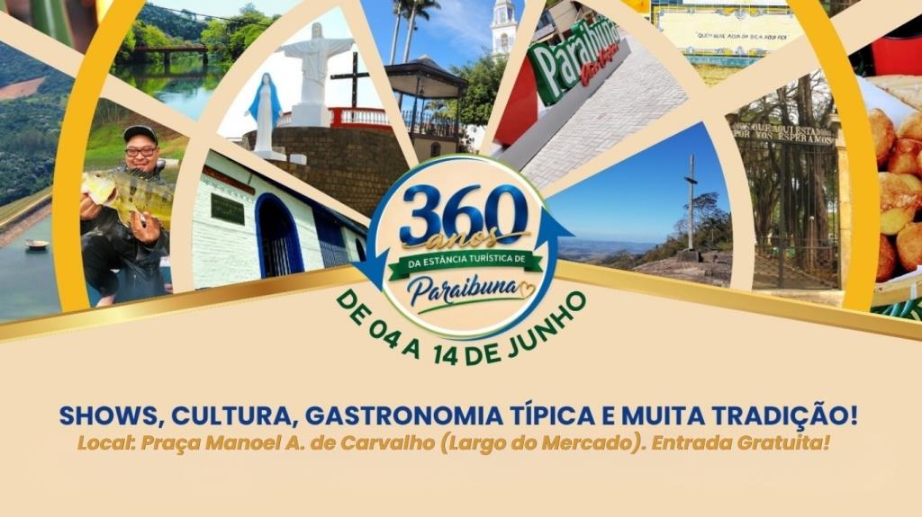 Festa dos 360 anos de Paraibuna começa nesta quinta-feira (04/06) com shows, comidas típicas e grandes atrativos