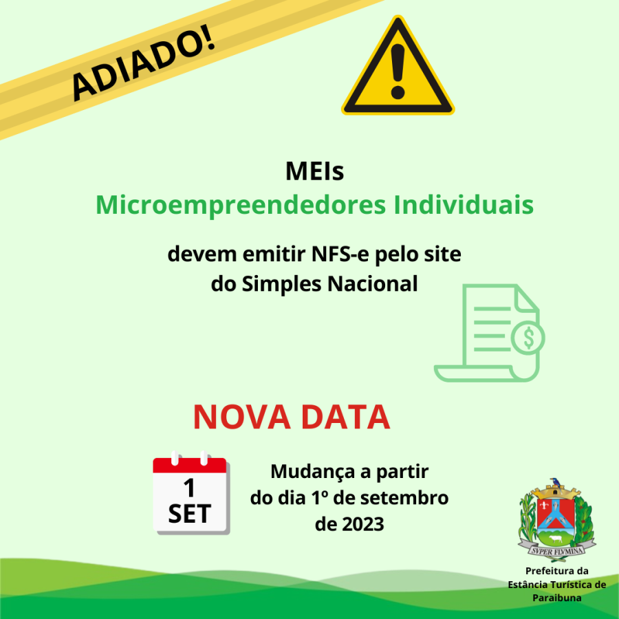 MEI DEVERÁ EMITIR NOTA FISCAL ELETRÔNICA NO PORTAL NACIONAL A PARTIR DE  HOJE (01/09) – Prefeitura de Brejo do Cruz - PB