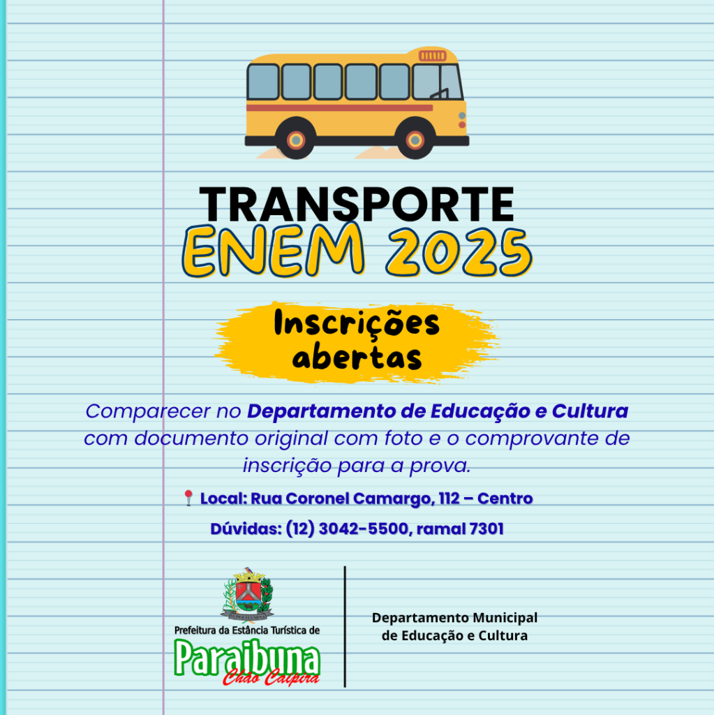 Inscrições abertas para o transporte gratuito do ENEM 2025