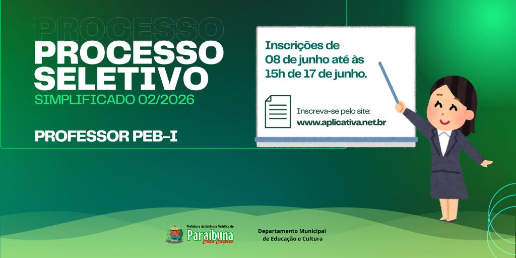 Prefeitura abre inscrições para Processo Seletivo Simplificado de Professor PEB-I