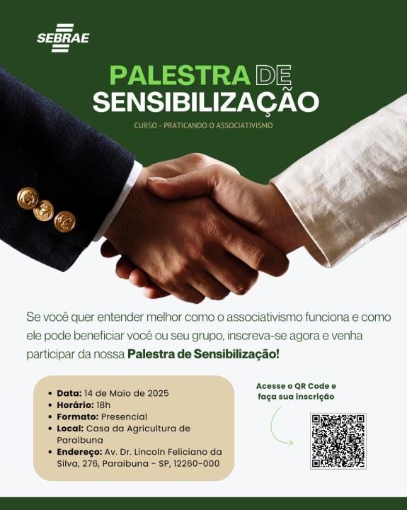 Palestra do Sebrae incentivará os empreendedores paraibunenses a se interessarem pelo associativismo