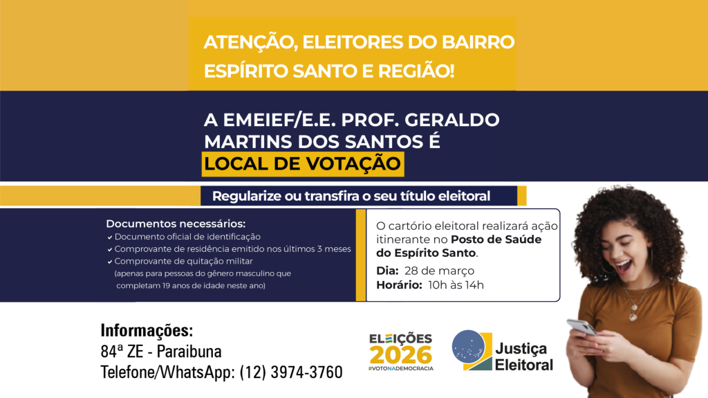Cartório Eleitoral realizará atendimento itinerante no bairro Espírito Santo