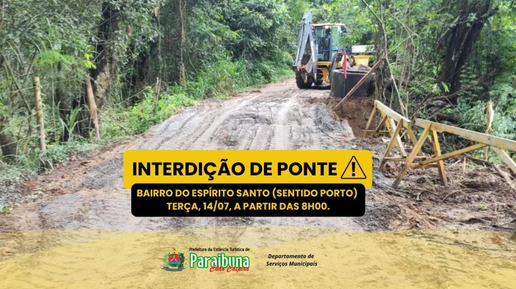 Ponte do bairro Espírito Santo será interditada temporariamente para reparos nesta terça-feira (14)
