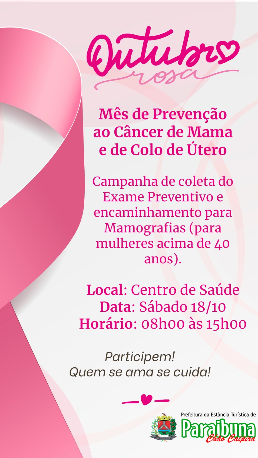 Outubro Rosa - Coleta de exame preventivo e encaminhamento para mamografia