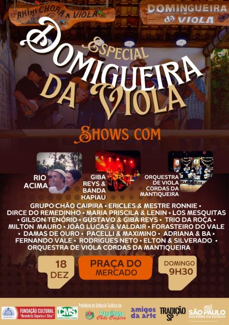 Domingueira da Viola Especial acontece durante todo o domingo com artistas e grupos da música caipira